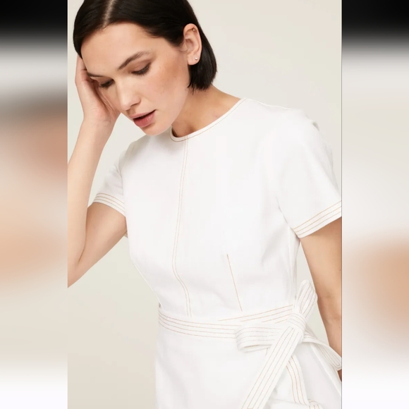 Cinq a Sept Josi Denim White Mini Wrap Dress Size 4 - Picture 5 of 12